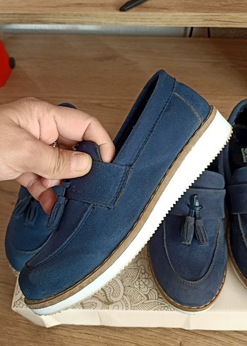 29 Beden Mavi Süet Erkek Çocuk Püsküllü Loafer