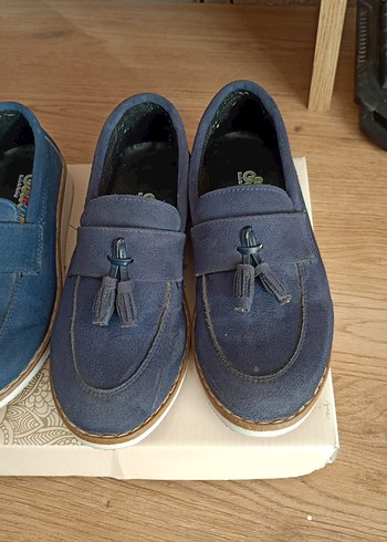 Mavi Süet Erkek Çocuk Püsküllü Loafer