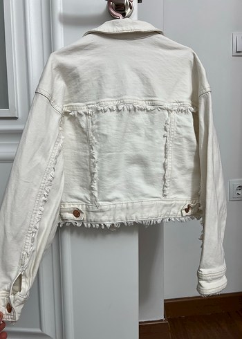 H&M Beyaz Düğmeli Kot Ceket - Görsel 4