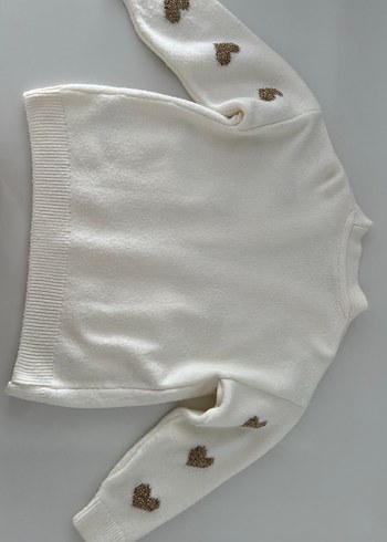 Nakışlı Beyaz Triko kız çocuk Hırka - Görsel 5