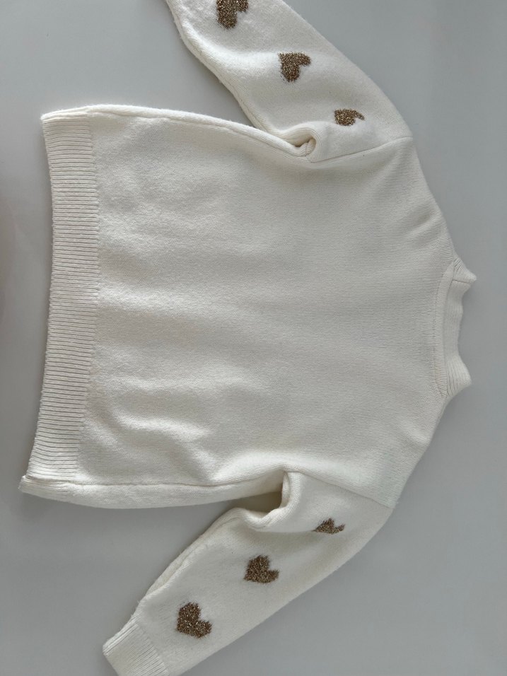 Nakışlı Beyaz Triko kız çocuk Hırka - Görsel 5