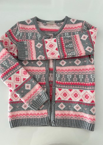 Kız Çocuk Nakışlı Gri Triko Hırka - Görsel 2