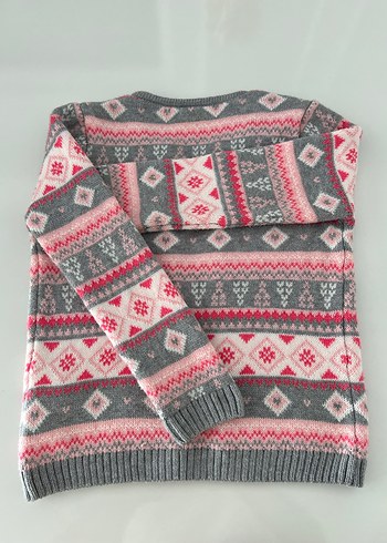 Kız Çocuk Nakışlı Gri Triko Hırka - Görsel 3