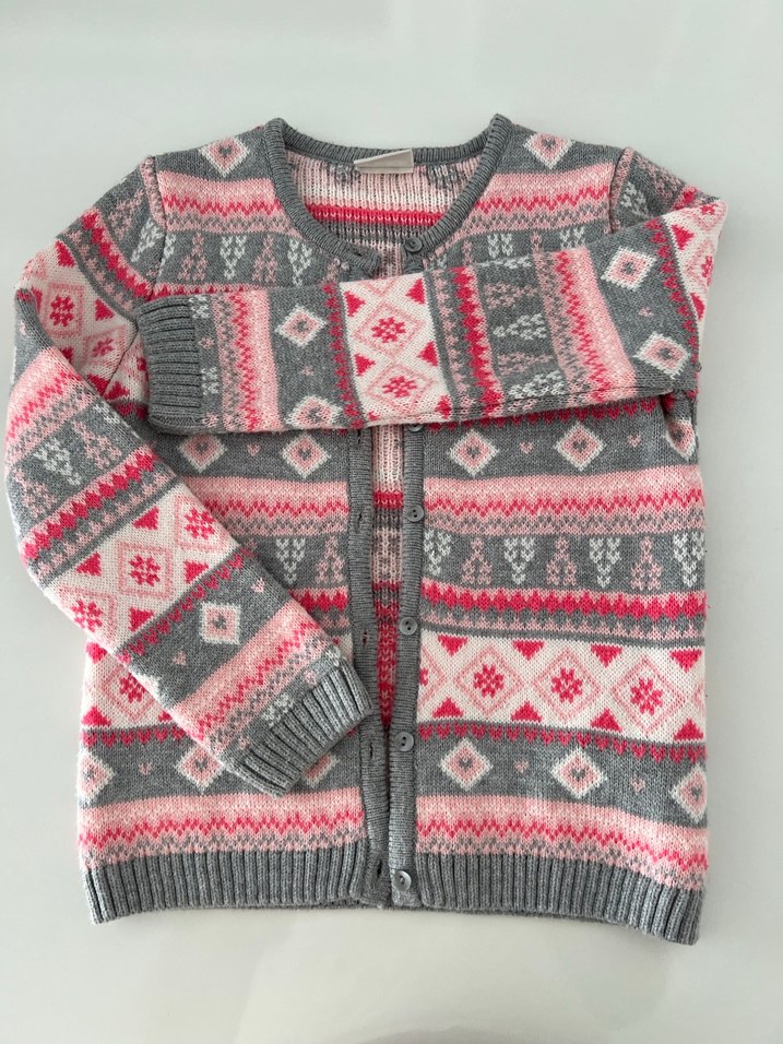 Kız Çocuk Nakışlı Gri Triko Hırka - Görsel 2