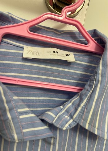 Zara Nakışlı Mavi kız çocuk gömlek - Görsel 6