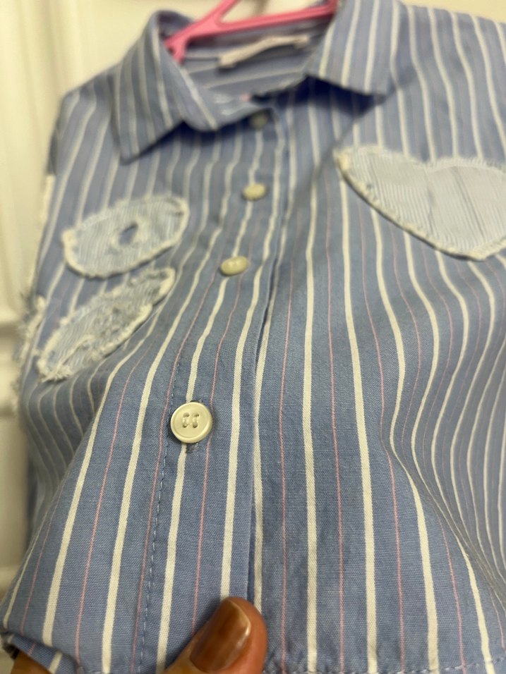 Zara Nakışlı Mavi kız çocuk gömlek - Görsel 4