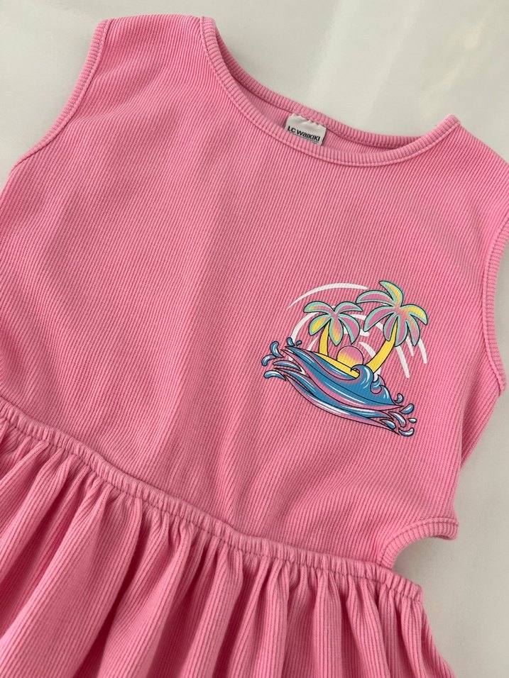 Pembe Kolsuz Kız Çocuk Elbise - Görsel 2