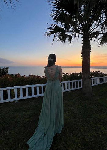 Su yeşili abiye elbise - Görsel 4