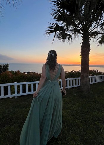 Su yeşili abiye elbise - Görsel 2