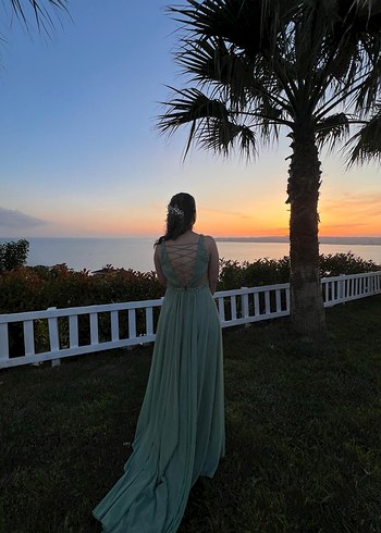 Su yeşili abiye elbise - Görsel 3