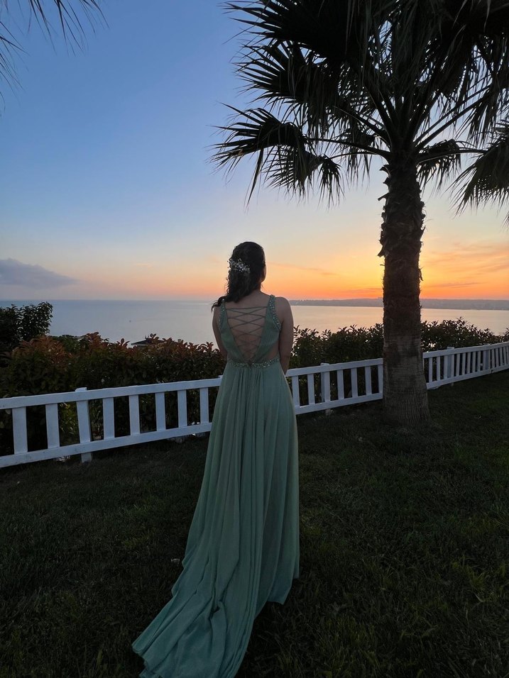 Su yeşili abiye elbise - Görsel 4