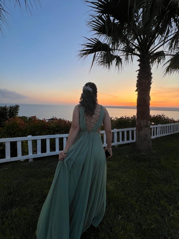 Su yeşili abiye elbise - Görsel 2