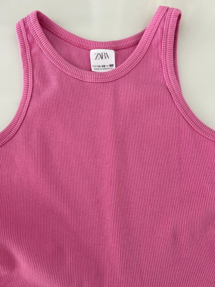 Zara Pembe Çizgili Kolsuz Kız Elbise - Görsel 2