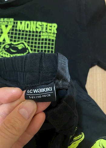 LC Waikiki Erkek Çocuk Siyah Dinozor Baskılı Takım