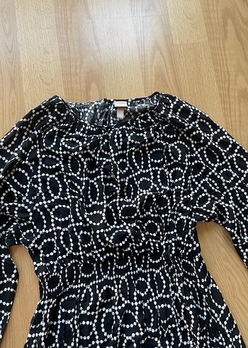 H&M Siyah Desenli Uzun Kadın Elbise XL beden
