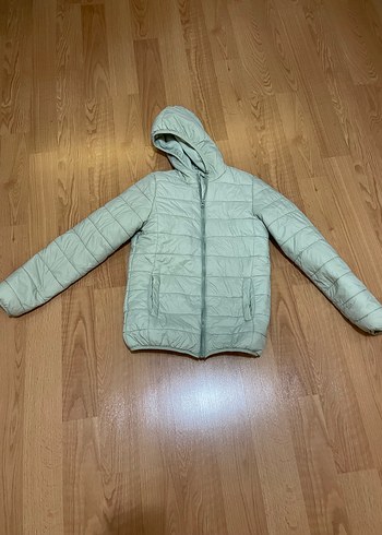 Mat yeşil çoçuk şişme montu 12-13 yaş