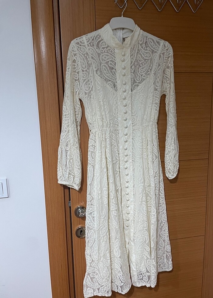 Krem rengi Tül elbise 38 beden - Görsel 2