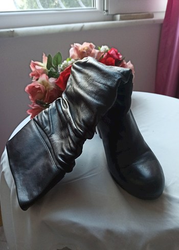 Siyah Gercek deri Kadın Cizme - Görsel 8