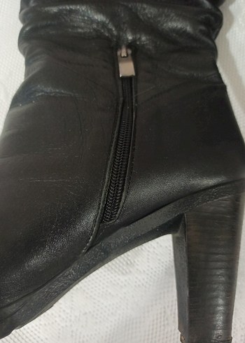 Siyah Gercek deri Kadın Cizme - Görsel 4