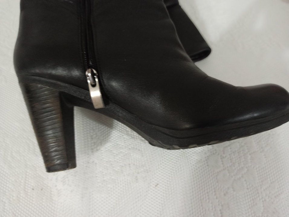 Siyah Gercek deri Kadın Cizme - Görsel 2