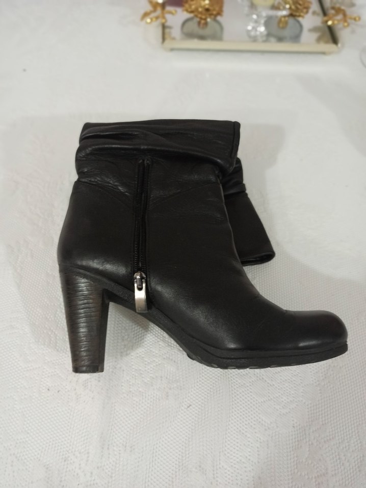 Siyah Gercek deri Kadın Cizme - Görsel 5