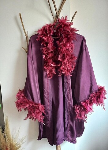 Bordo bride peluşlu hırka