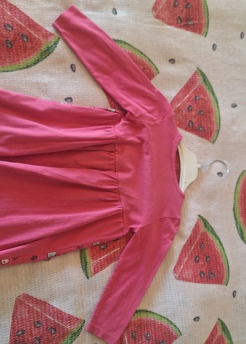 18-24 Ay Beden Uzun Kollu Pembe Baskılı Kız Çocuk Elbise
