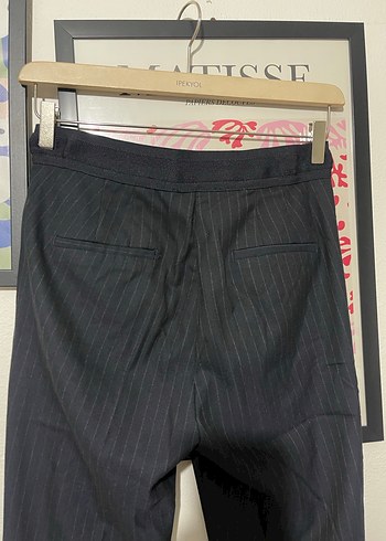 Zara Zara Lacivert Çizgili Kumaş Pantolon