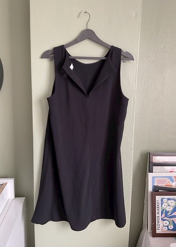 Siyah Midi Salaş Kolsuz Elbise - Görsel 4