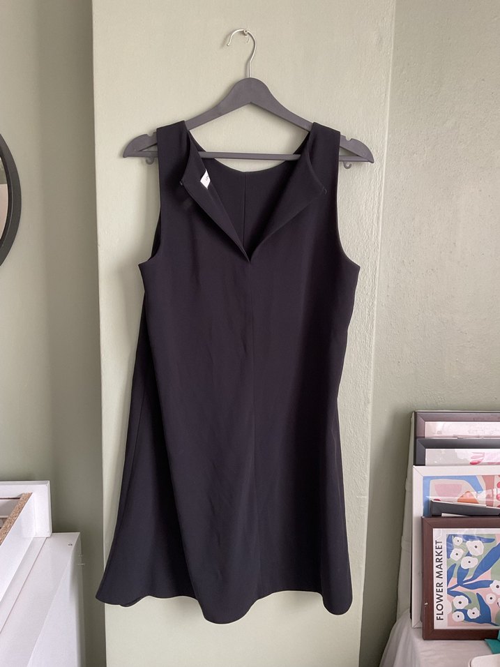 Siyah Midi Salaş Kolsuz Elbise - Görsel 4