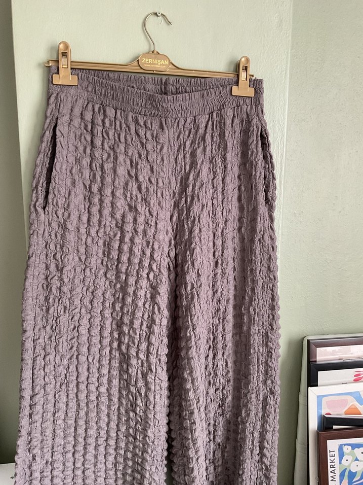 Pilili Geniş Paça Pantolon - Görsel 2