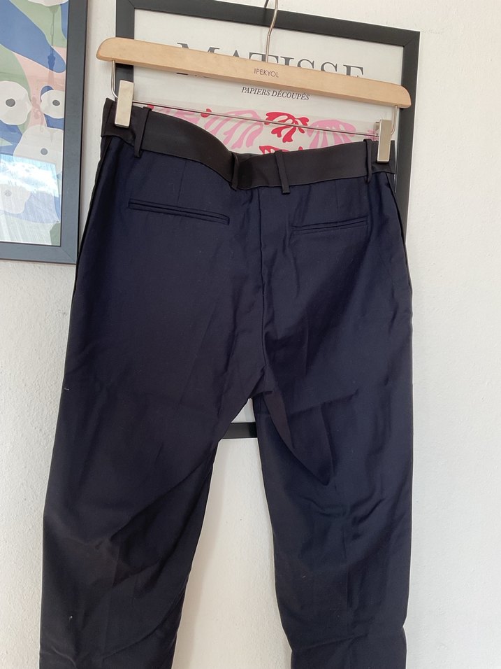 Kadın Lacivert Midi Kumaş Pantolon - Görsel 4