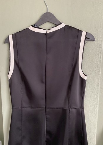 Siyah Saten Midi Kolsuz Elbise - Görsel 6