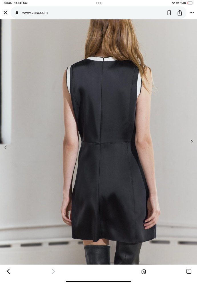 Siyah Saten Midi Kolsuz Elbise - Görsel 3