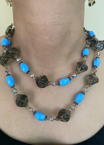 Bohem Turkuaz Boncuklu Uzun Kolye - Görsel 2