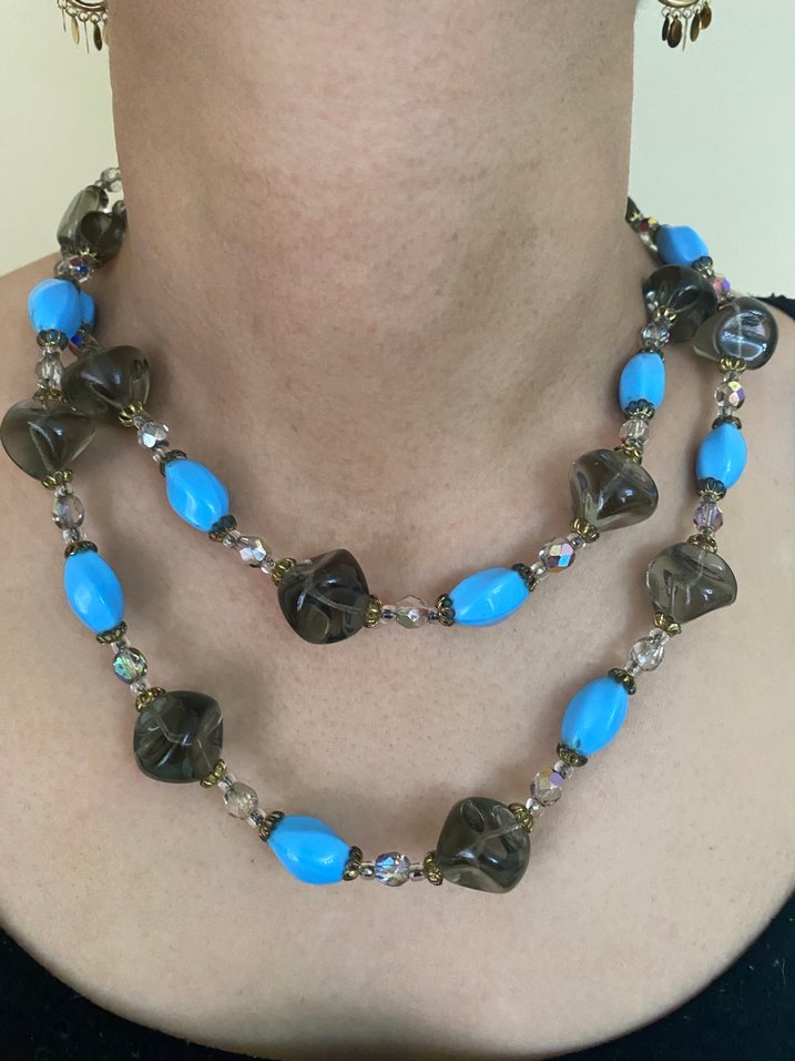 Bohem Turkuaz Boncuklu Uzun Kolye - Görsel 2