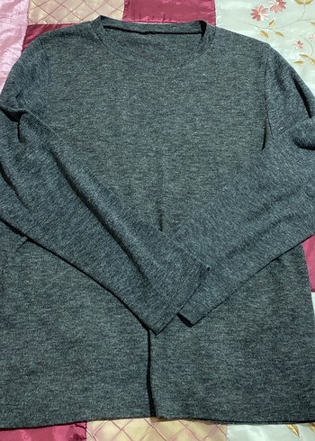 Gri Kadın Yün Kazak, Yuvarlak Yaka, Rahat Kesim - Görsel 2