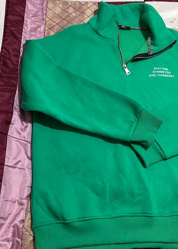 Parlak Yeşil Fermuarlı Kadın Sweatshirt - Görsel 2