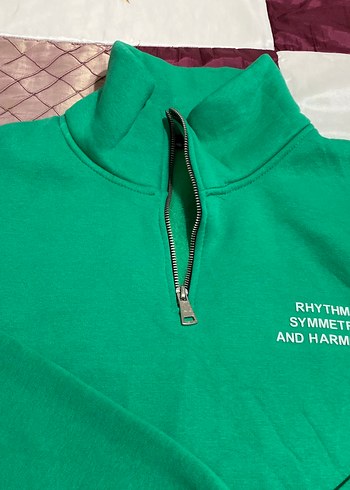 Parlak Yeşil Fermuarlı Kadın Sweatshirt - Görsel 4