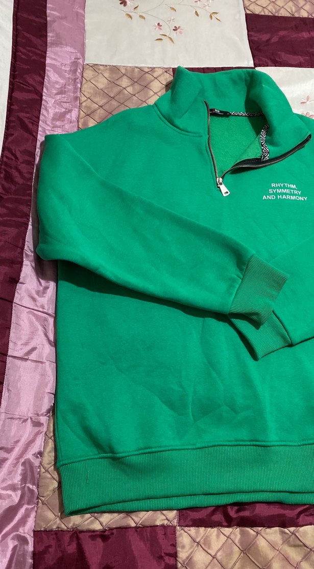 Parlak Yeşil Fermuarlı Kadın Sweatshirt - Görsel 2