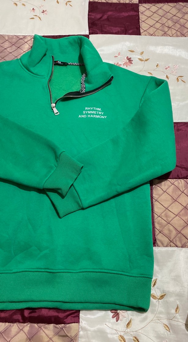 Parlak Yeşil Fermuarlı Kadın Sweatshirt - Görsel 3