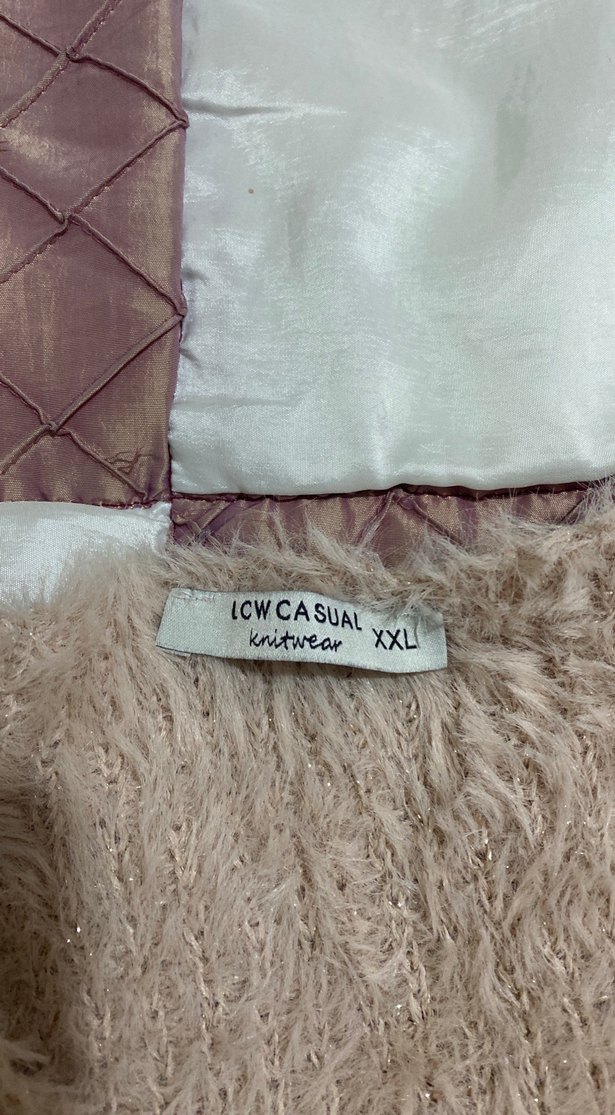 Bej V Yakalı Uzun Kollu Triko Kazak - Görsel 4