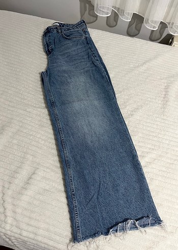 Zara Mavi Yikamali Rahat Denim Jean