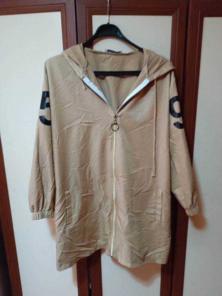 Kadın Camel Midi Kapüşonlu Yağmurluk - Görsel 5