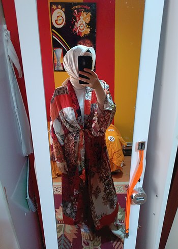 Uzun, Bohem Tarzda Çok Renkli Kimono takım