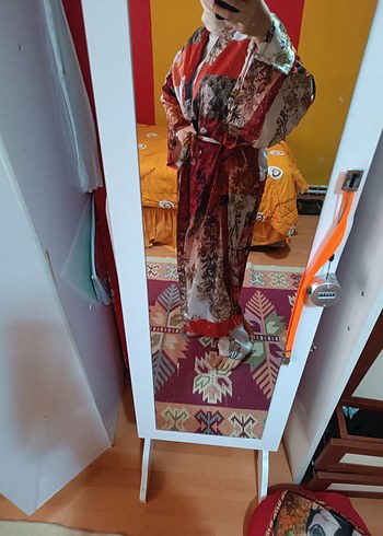 m Beden Uzun, Bohem Tarzda Çok Renkli Kimono takım