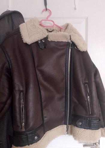 Kürk Detaylı Kahverengi Deri Ceket - Görsel 2