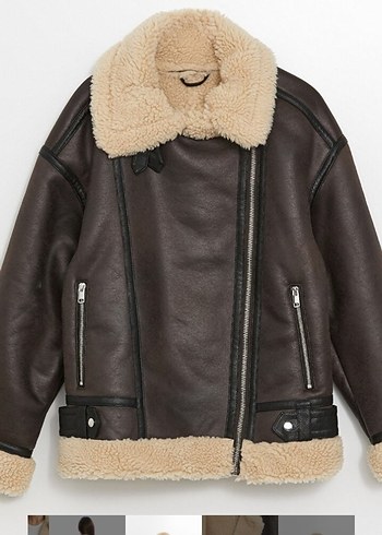 Kürk Detaylı Kahverengi Deri Ceket - Görsel 3