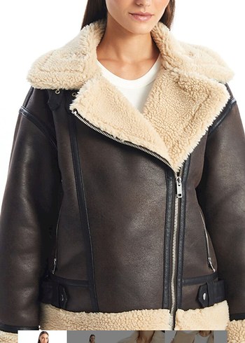 Kürk Detaylı Kahverengi Deri Ceket - Görsel 4