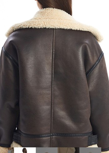 Kürk Detaylı Kahverengi Deri Ceket - Görsel 5